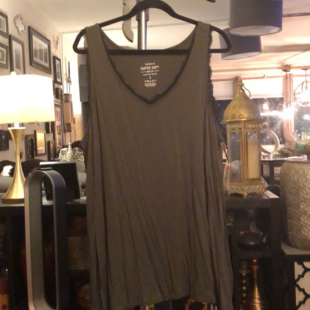 Torrid olive green with lace tank top